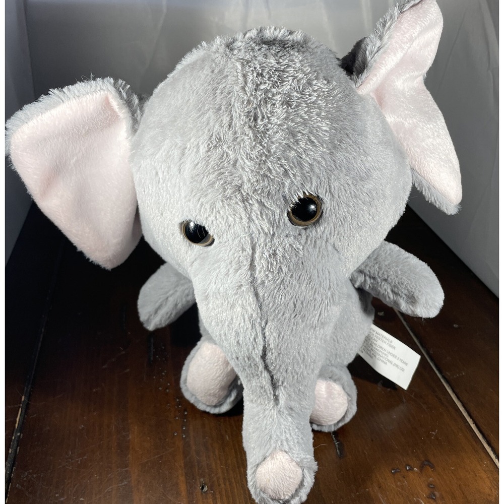 Tom's Toy International Kids 10 Inch Plush‎ Elephant Grey Pink Floppy Ears Toy